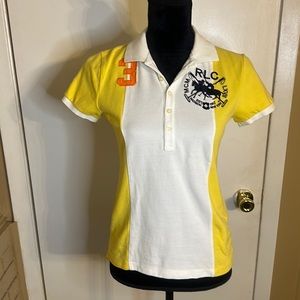 POLO Ralph Lauren Sport “The Skinny POLO” Yellow & White 5 Button POLO